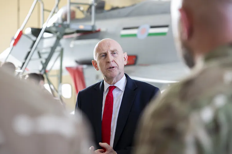 John Healey speaking to soldiers