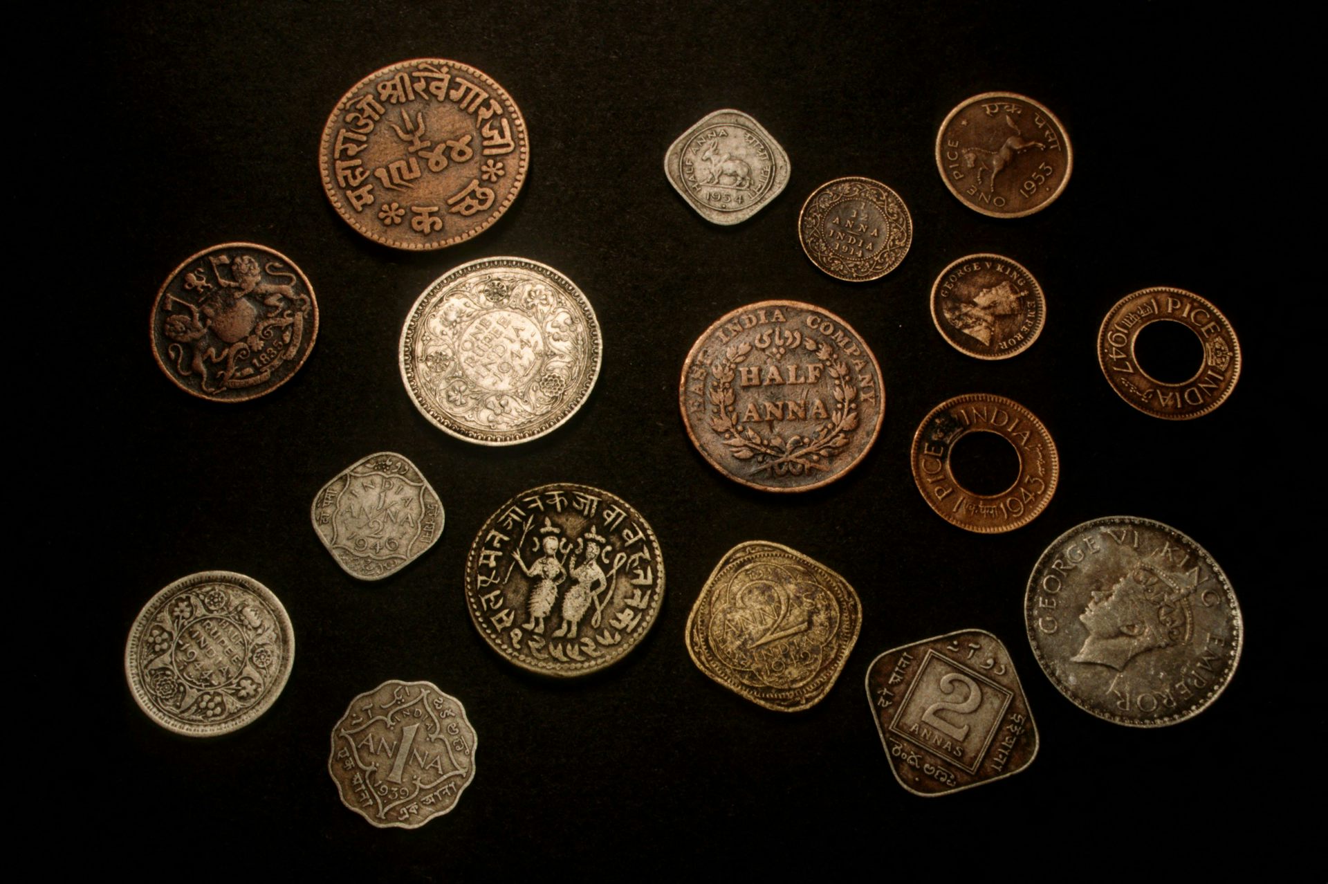 A selection of historic coins 