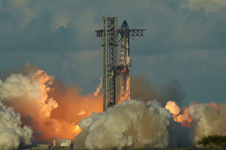 SpaceX's rocket Starship making a test flight in October 2025.