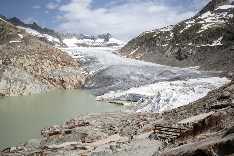 The Rhone glacier in the Swiss alps is experiencing melt due to climate change.