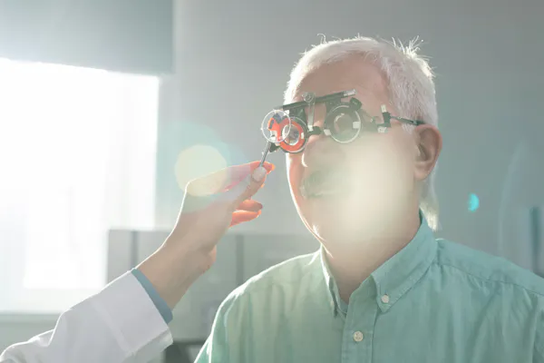 a man at an optometrist's appointment