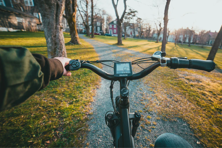 A rider view of bike handlebars