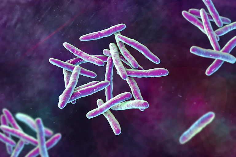 Representación de la bacteria _Mycobacterium tuberculosis_, causante de la tuberculosis.