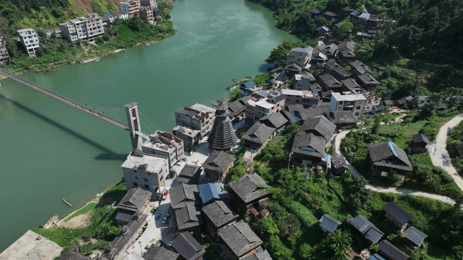aerial photo of the village of Ju Dong, CHina