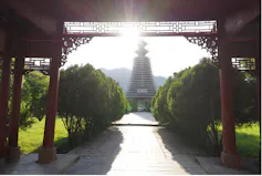 A newly built modern vaerion of a traditional Dong drum tower