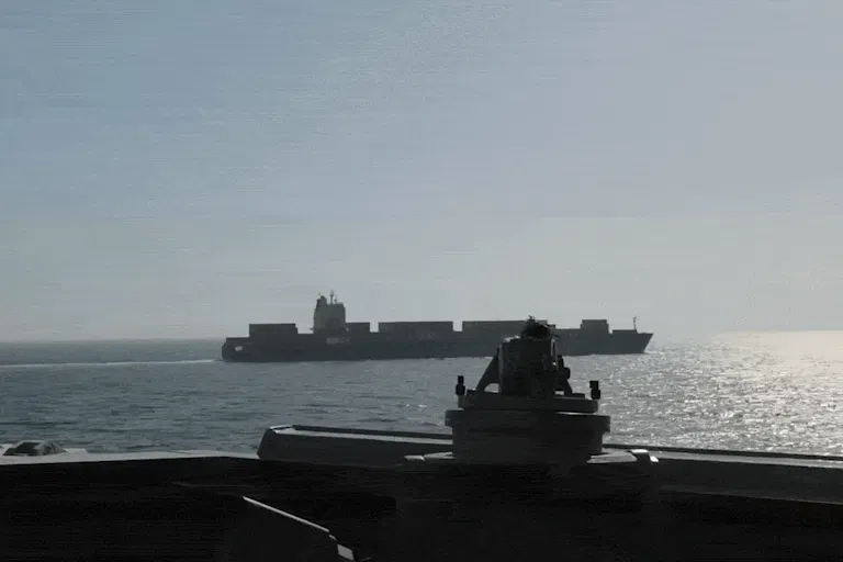 A cargo ship in the Strait of Hormuz