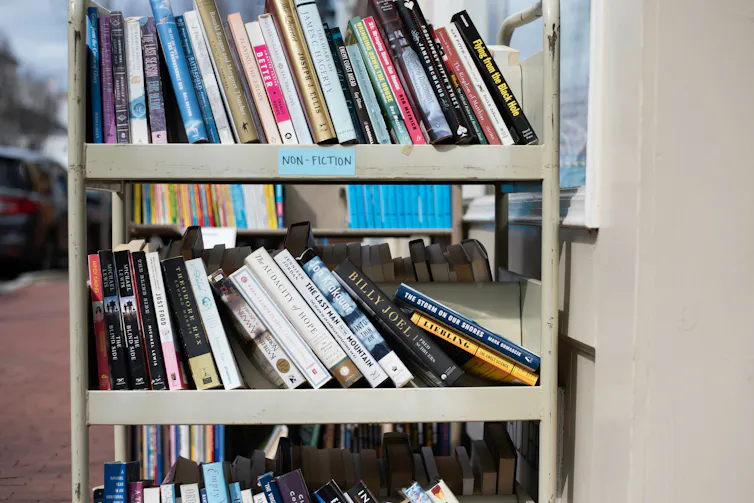 A trolley full of library books