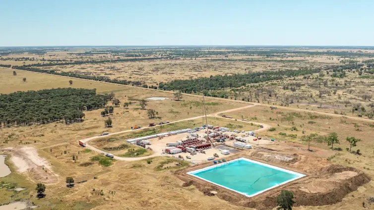 aerial shot of an oil and gas drilling rig in Queensland.
