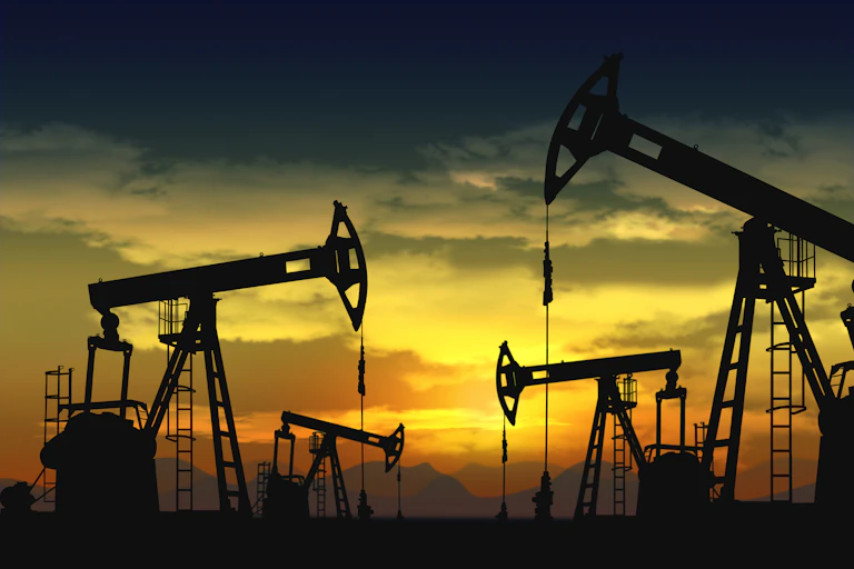 oil pumps at sunset.