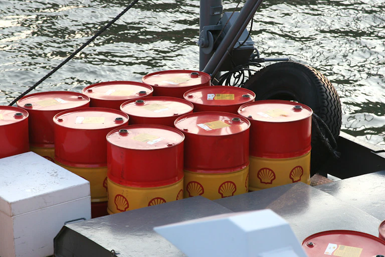 Red and yellow fuel drums