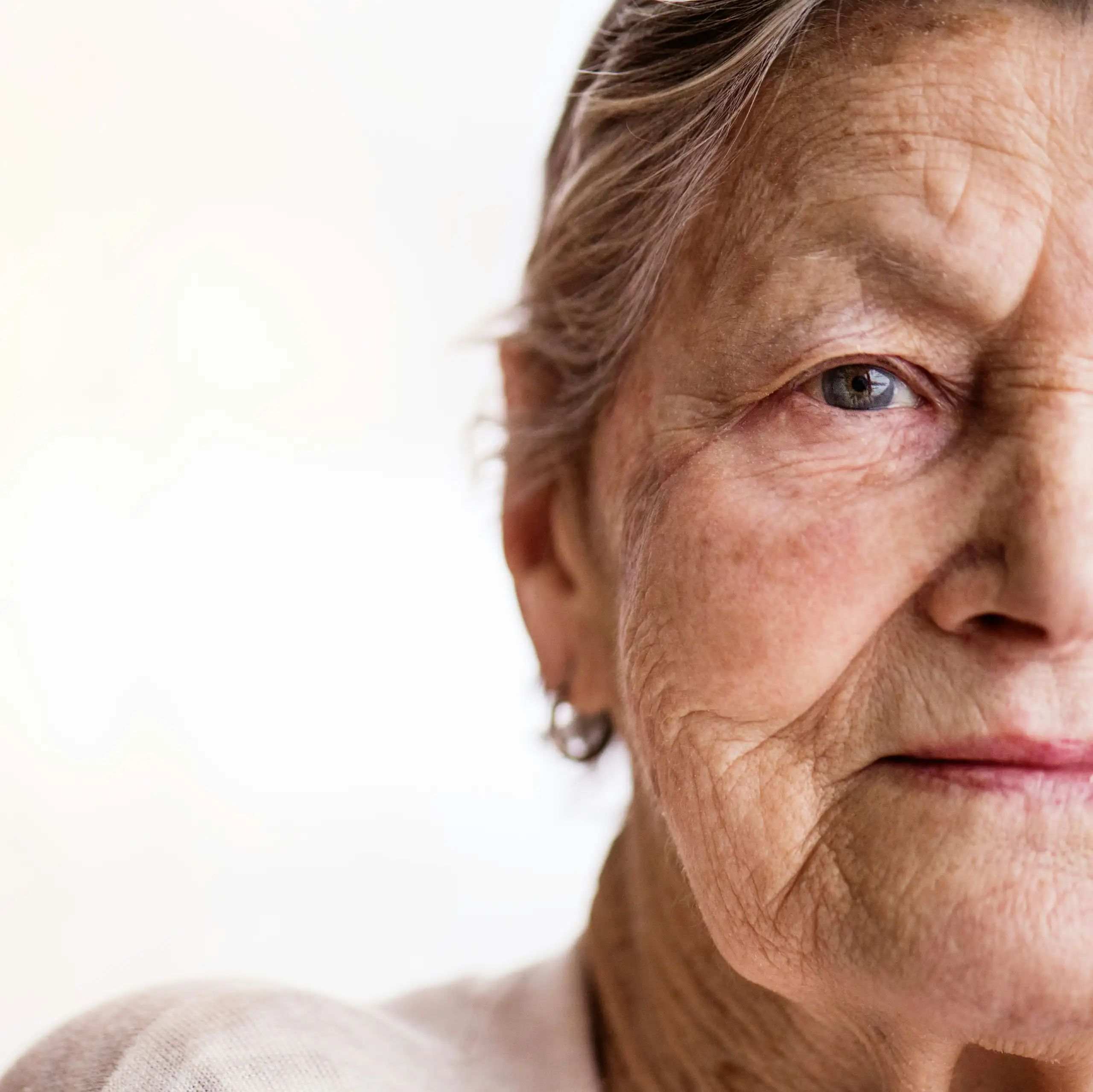 A closeup of an older woman's face.