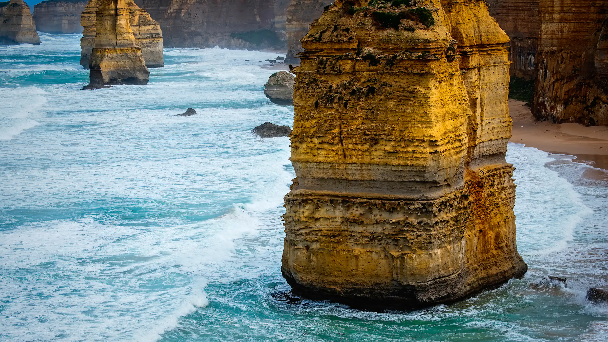 Photo of a limestone stack rising from the sea