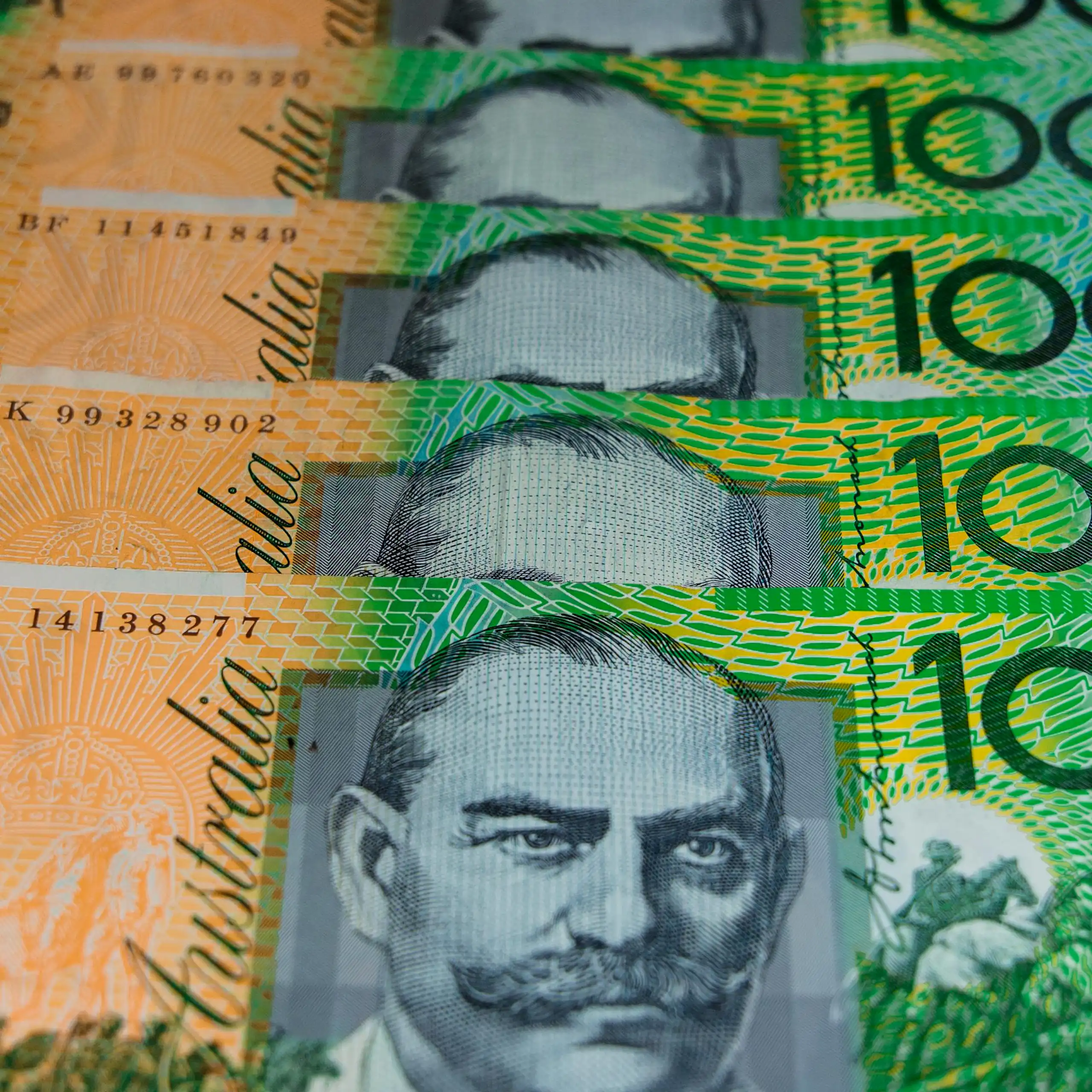 A stack of $100 Australian bills