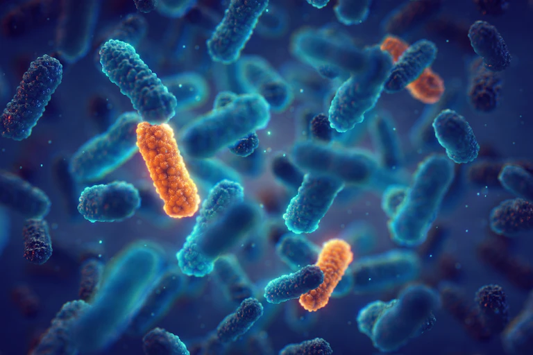 3D illustration of genetic mutation in bacteria that can lead to antibiotic resistance