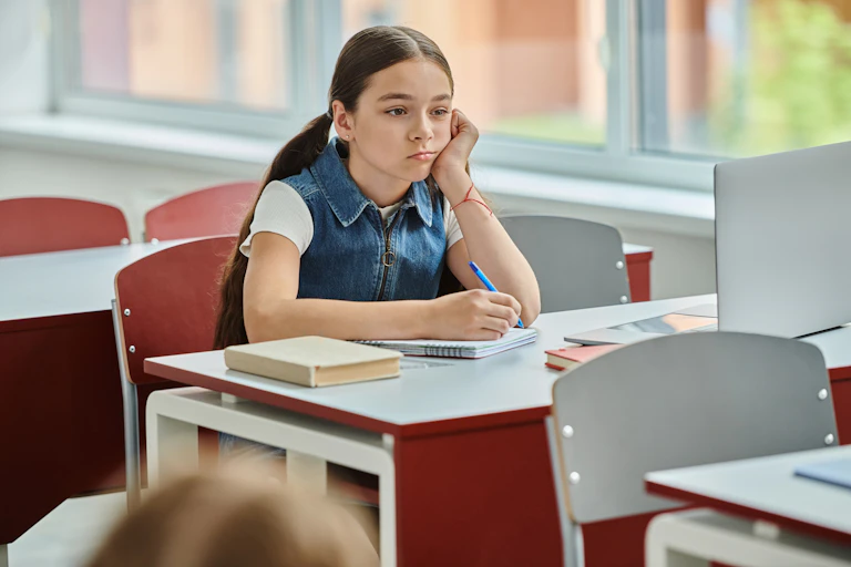Une élève à son bureau (photo d'illustration).