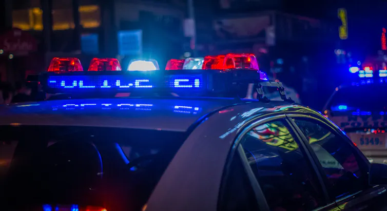 a police cruiser at nigh