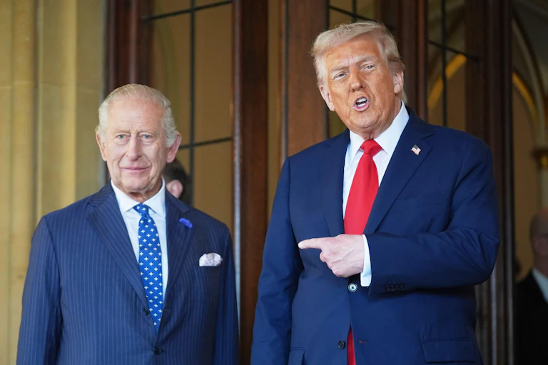King Charles III and Donald Trump during a state visit.