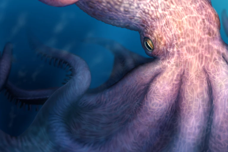 Illustration of the giant octopus.