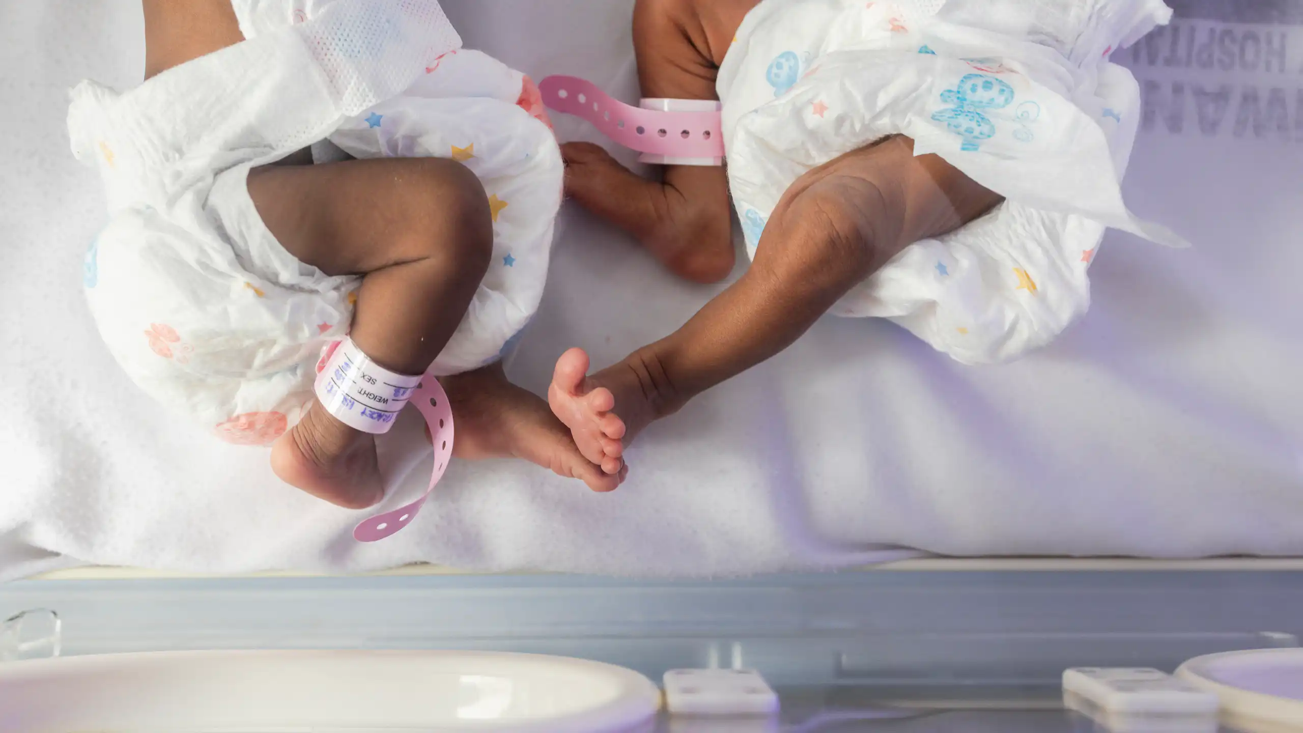 Two babies in an incubator