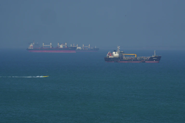 Tanker ships in the ocean.