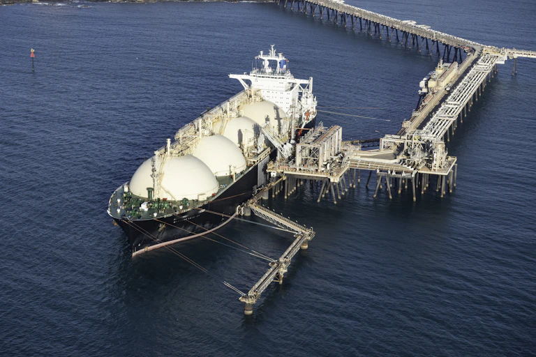 A moored LPG supertanker in Dampier, Western Australia