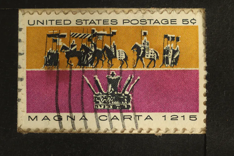 united states 5 cent postage stamp commemorating the 750th anniversary of magna carta in 1965