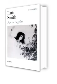 Portada de Pan de ángeles de Patti Smith con una foto de la autora de joven tumbada en el suelo con un vestido blanco.