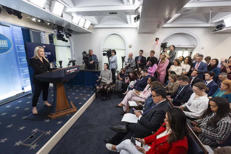 Warfare within the Gulf and on US unfastened speech 1 White House press secretary addresses the press in the Press Briefing Room.