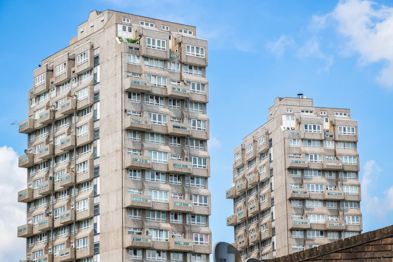two tower blocks in a London estate
