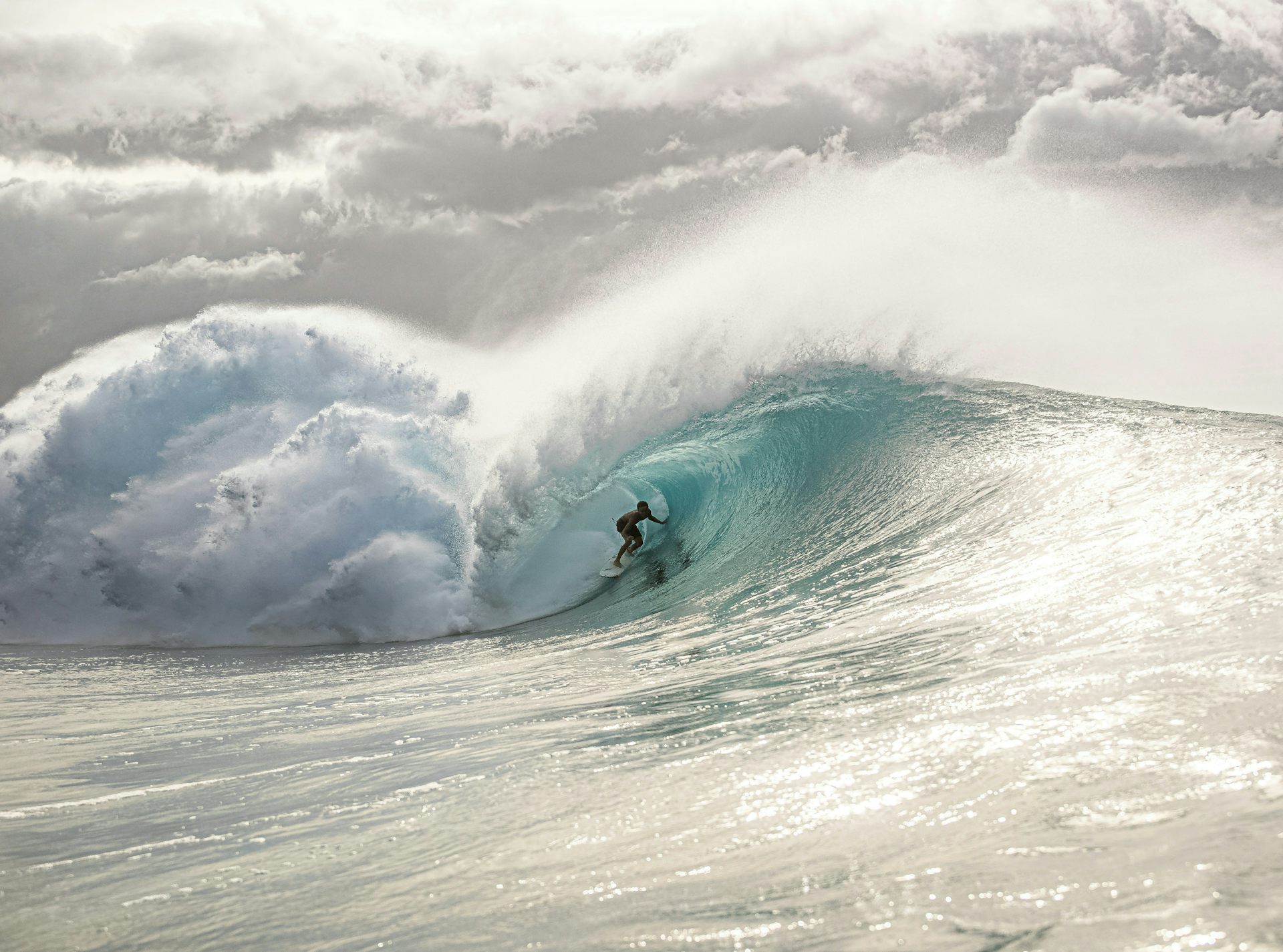 Surfer in a massive wave.