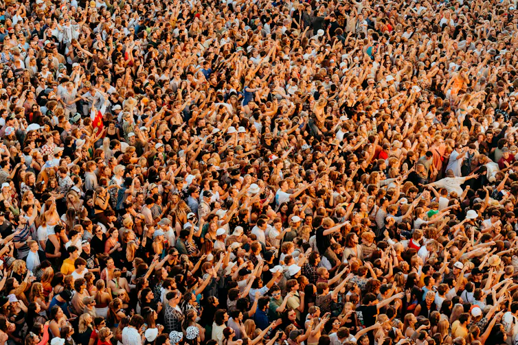 Sea of people in a massive crowd.