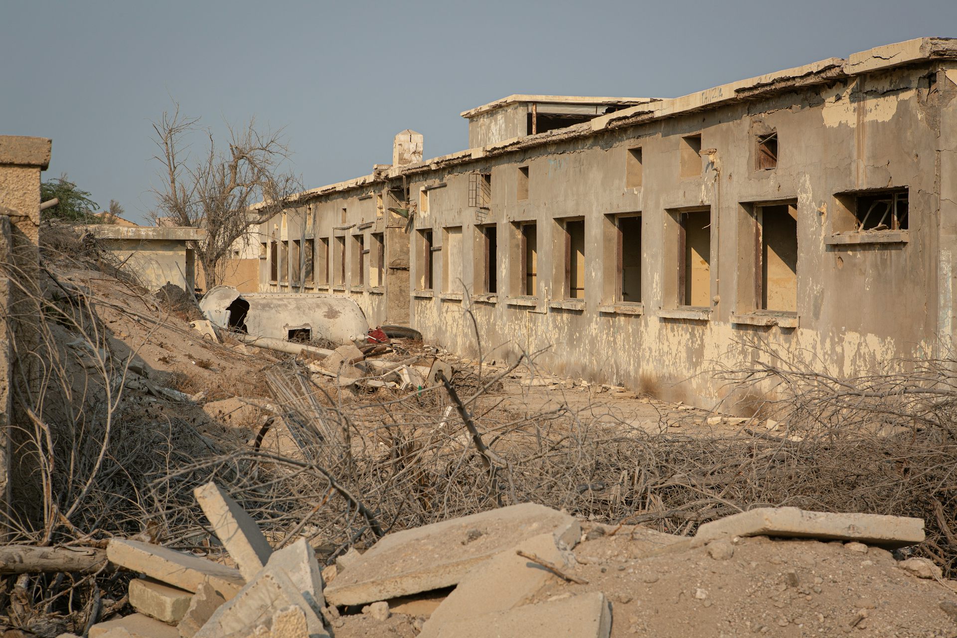 Damaged buildings on Kuwait's Failaka Island.