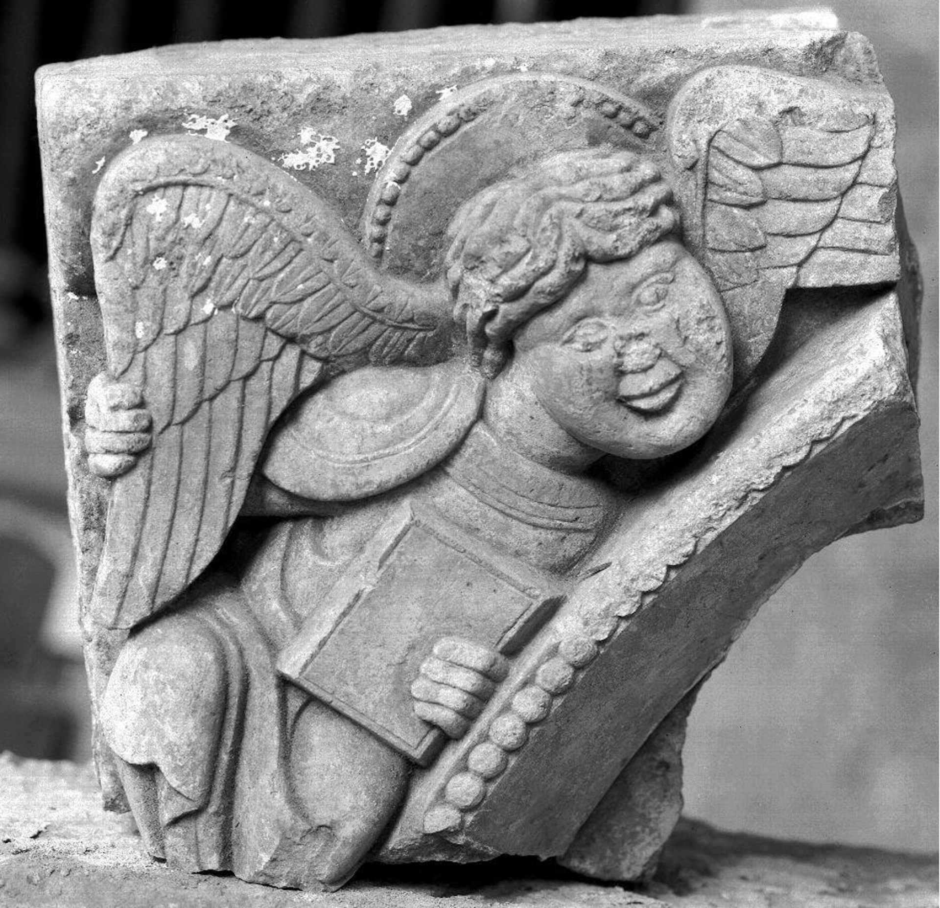 Fragment of an angel from the tympanum of the north door of San Isidoro de Leon (now dismantled).