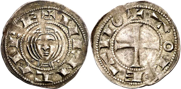 Moneda de Urraca I, acuñada en Toledo.