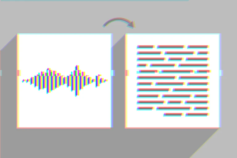 Illustration showing converting speech to text