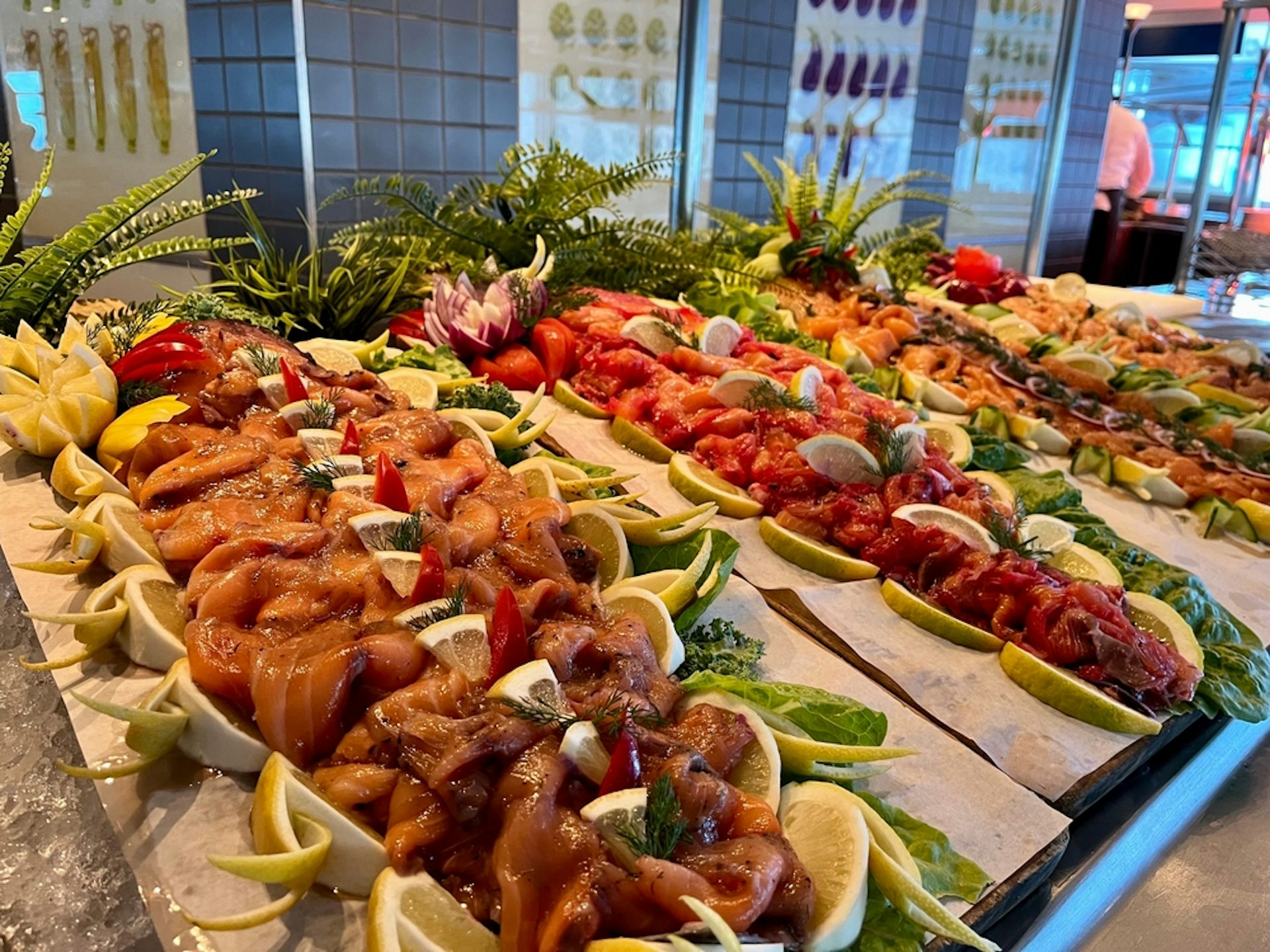 A buffet on a cruise ship.