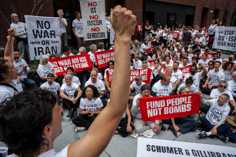 Anti-war protest in New York, April 13 2026.