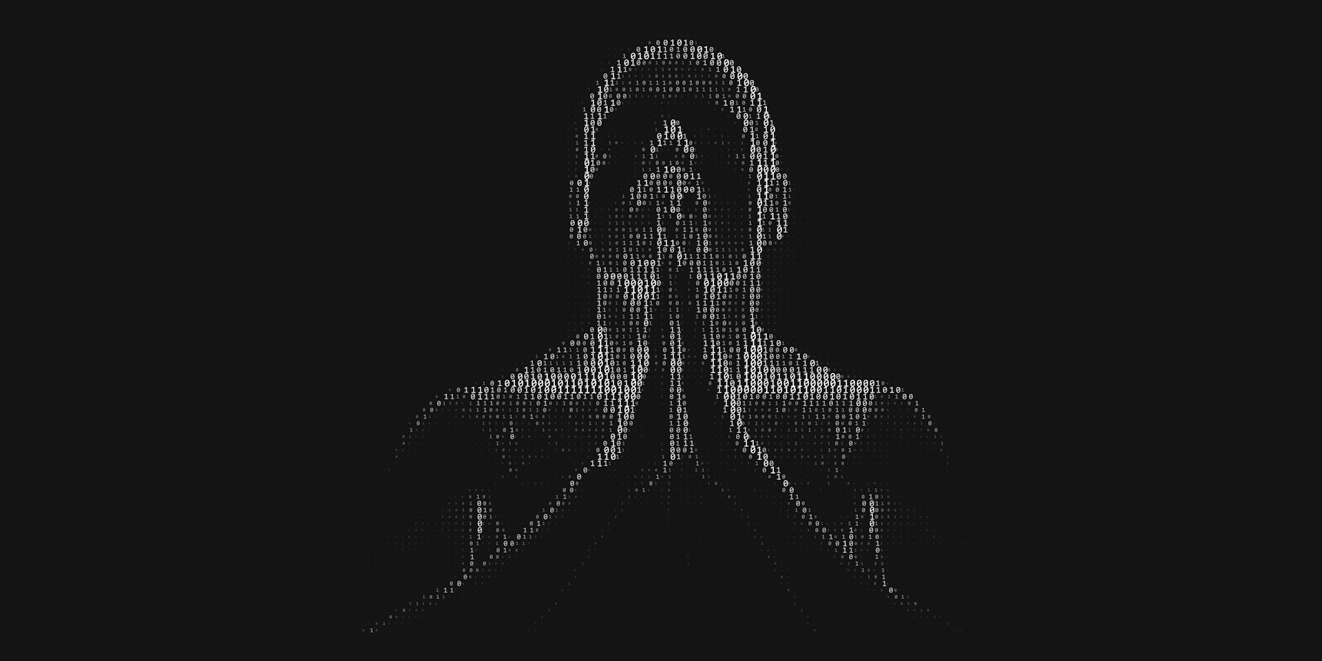 Binary praying figure.
