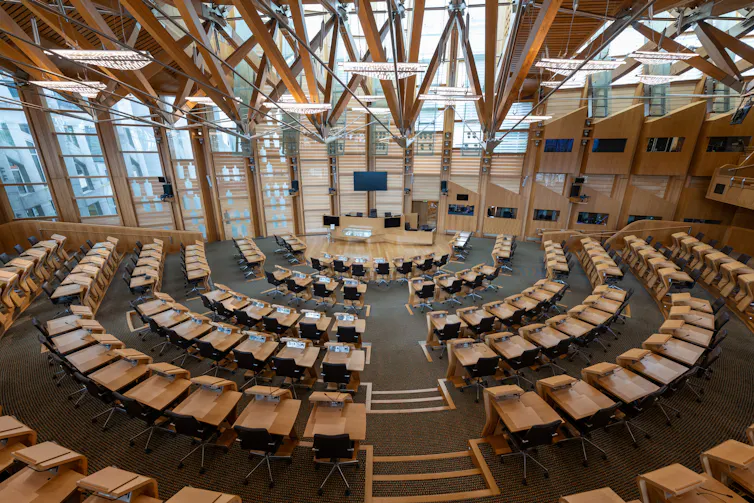 Inside the Scottish Parliament Building in Edinburgh.