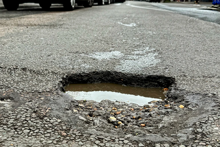 Pothole in a road