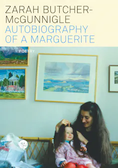 Book cover of Autobiography of a Marguerite depicting a young woman holding a baby