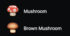 Les deux émojis champignons disponibles.