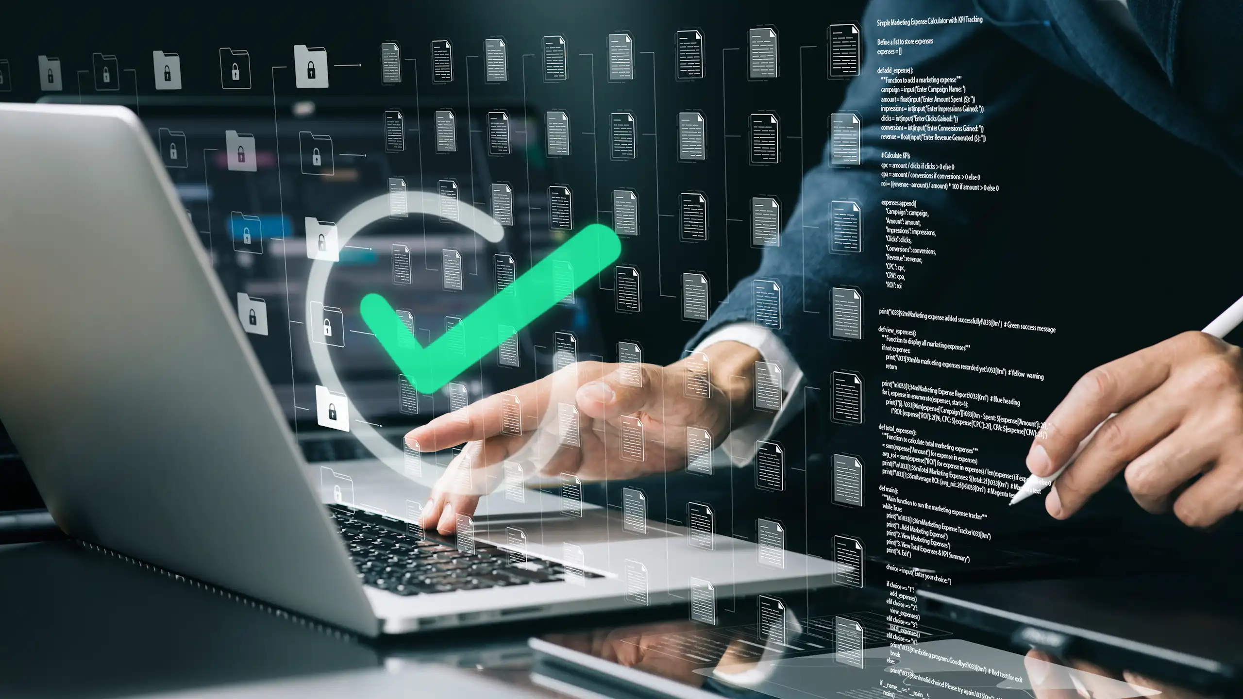 Símbols informàtics eixint d'un ordinador portàtil.