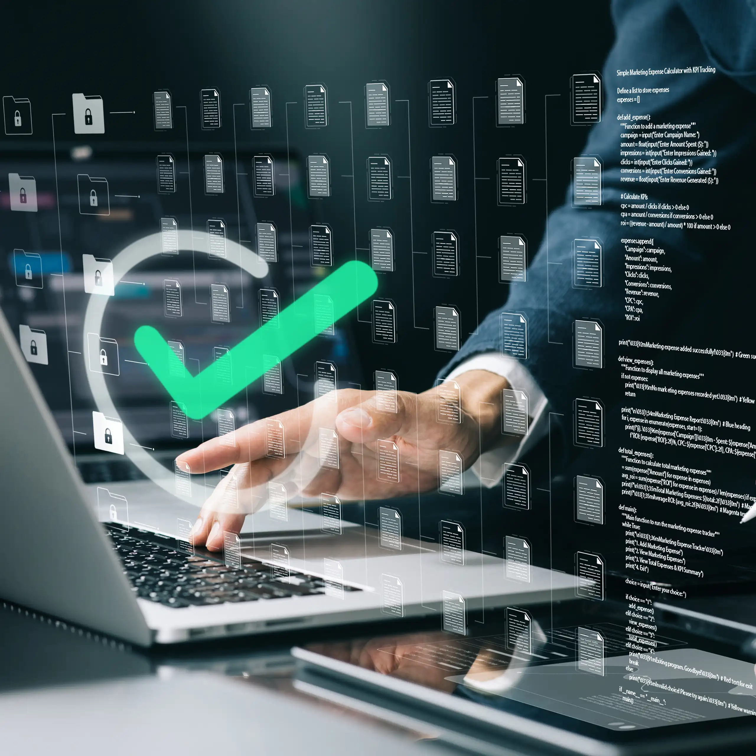 Símbols informàtics eixint d'un ordinador portàtil.