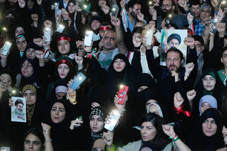A pro-regime demonstration on May 6 in Tehran.