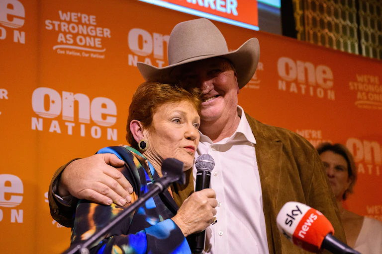 One Nation Leader Pauline Hanson and One Nation member for New England Barnaby Joyce