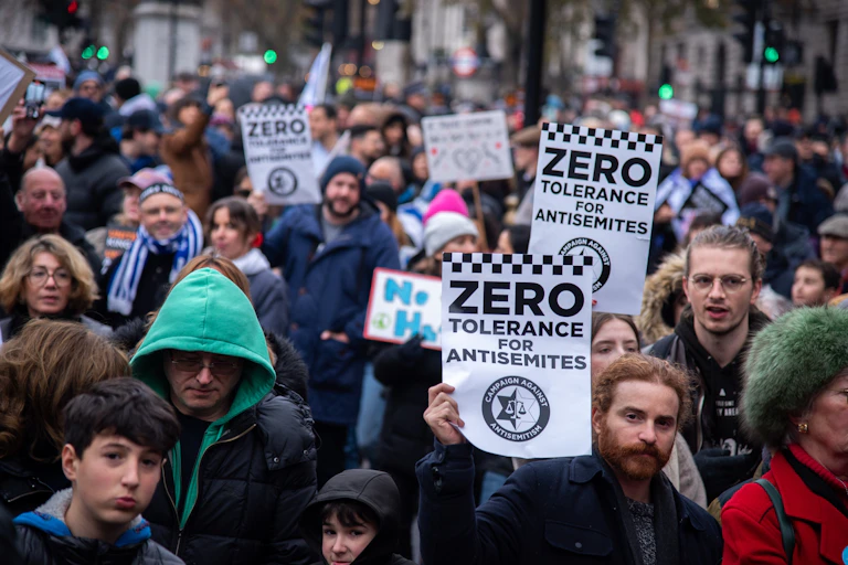 Protestors against antisemitism in London