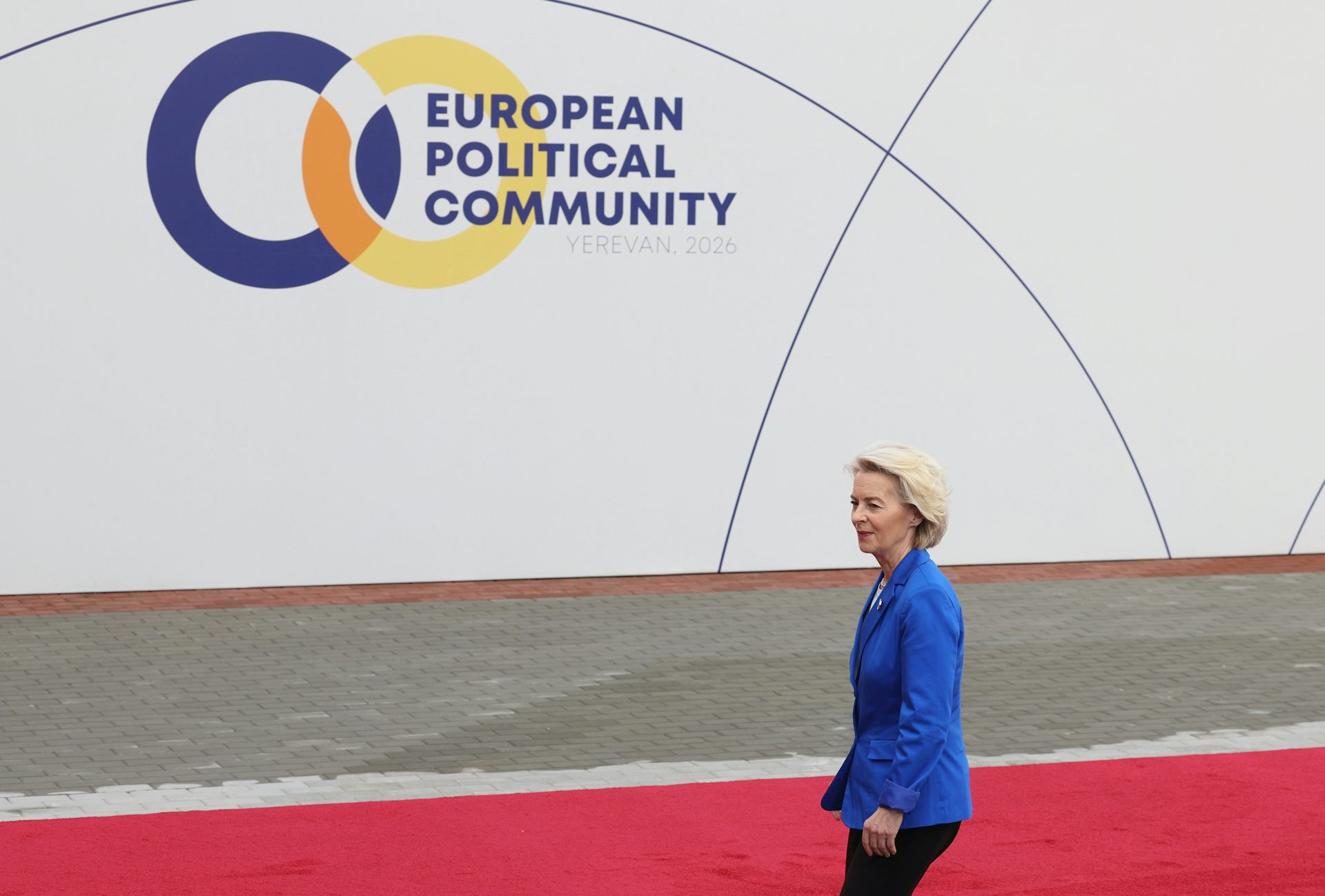 Ursula von der Leyen arrives in Yerevan for a meeting of the European Political Community.