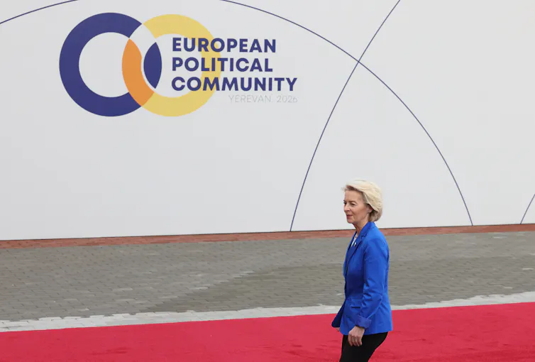 Ursula von der Leyen arrives in Yerevan for a meeting of the European Political Community.