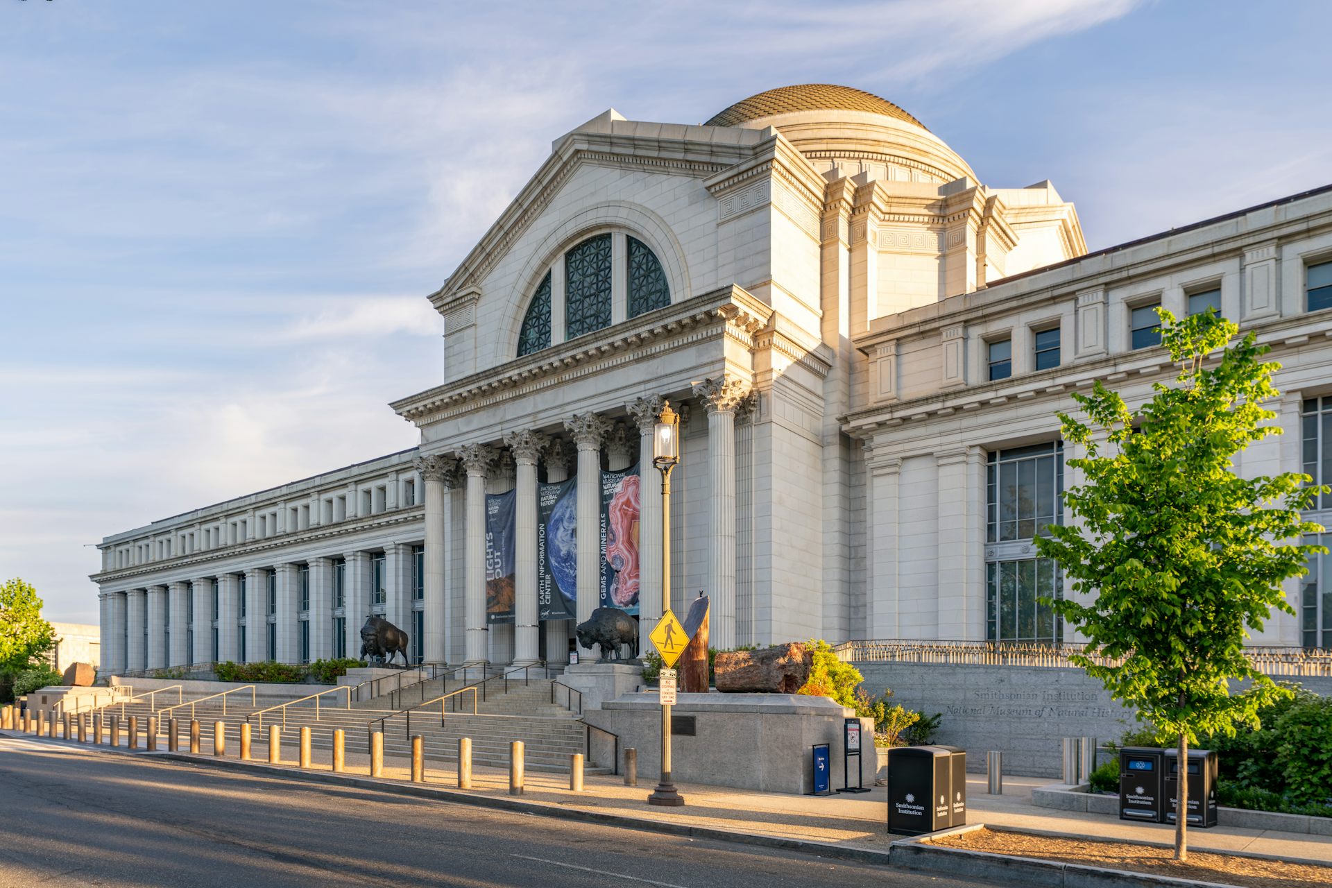 The facade of a grand building.